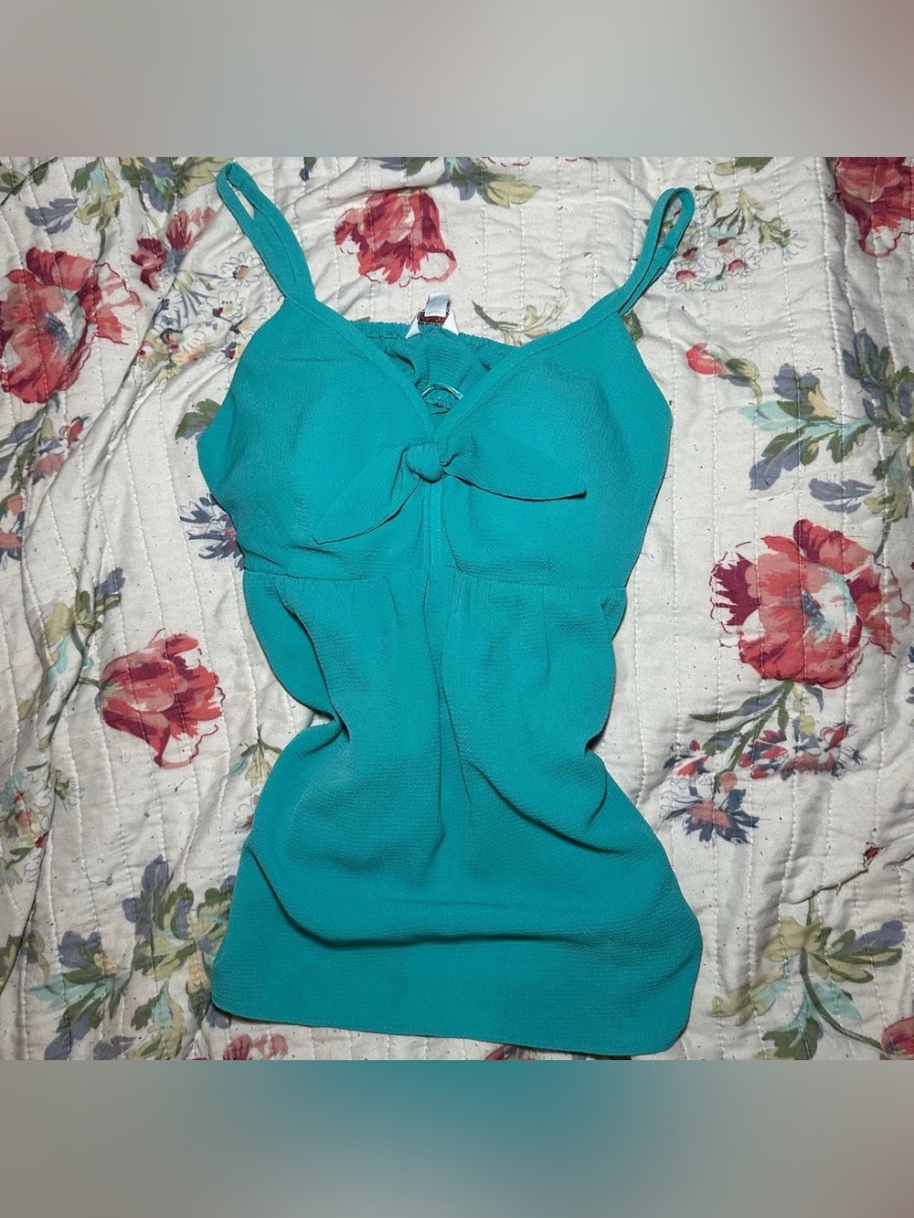 Teal Knot-Front Spaghetti Strap Camisole